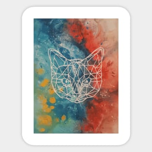 Geometric cat and colors Sticker